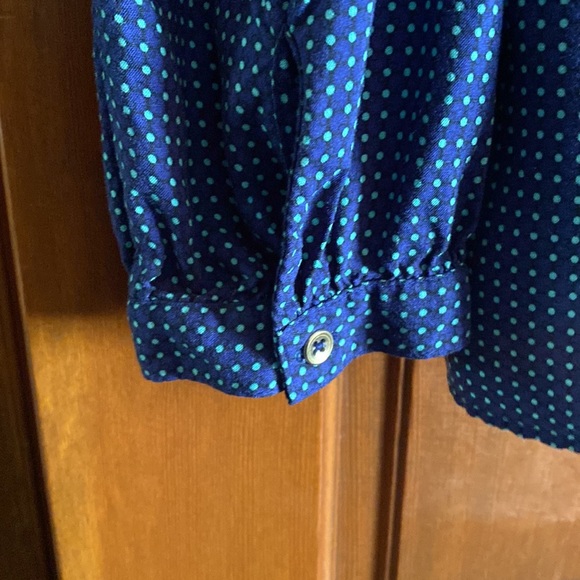 Tommy Hilfiger Long Sleeve Blouse Size XXL. Dark Blue/teal polka dot print. - Picture 6 of 9